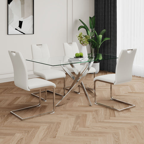 Modern Dining Chairs With Padded Seat And Metal Legs