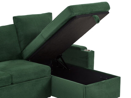 U Shaped Sectional Sofa Bed With Storage Chaise Lounges, USB Ports, And Cup Holders
