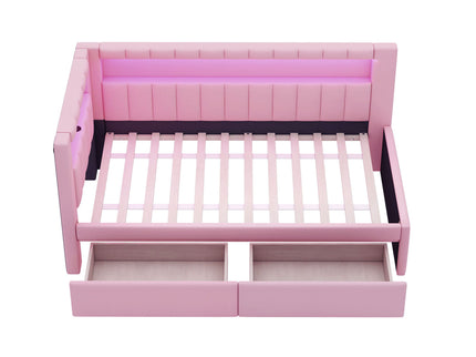 Upholstered Platform Bed With USB Ports And LED Belt