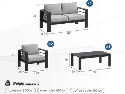 Outdoor Patio Set, All-Weather With Thick Cushions