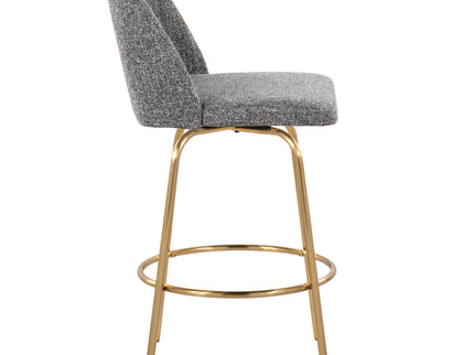 Toriano - Contemporary, Fixed Height Counter Stool With Swivel With Round Footrest (Set of 2)