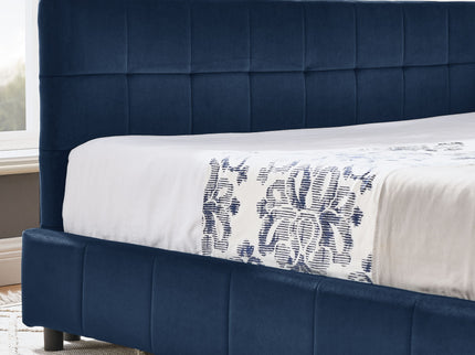 Mid-Century Storage Upholstered Tufted Bed Frame With Backrest And Armrests