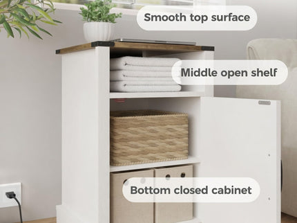 Farmhouse Nightstand With Charging Station & Storage