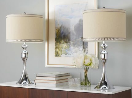 Ashland - Contemporary Table Lamp With Trim (Set of 2) - Polished Chrome / Cream