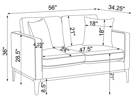 Saba - Cushion Back Loveseat With Pillow Top Arms - Light Gray