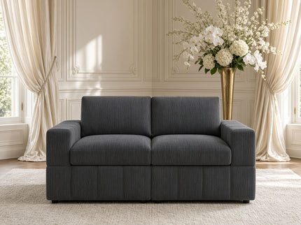 Oversized Modular Loveseat, 2 Piece Living Room Sofa Set - Dark Gray