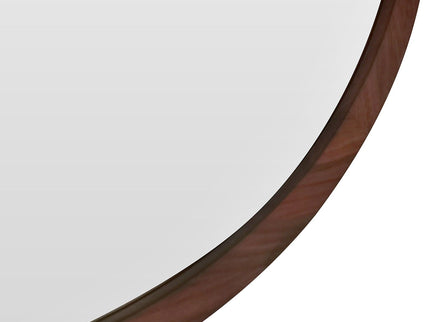 Hausen - Mid-Century Modern Round Accent Wall Mirror - Brown Walnut
