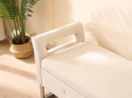 Wide Storage Soft Ottoman Bench With Armrests