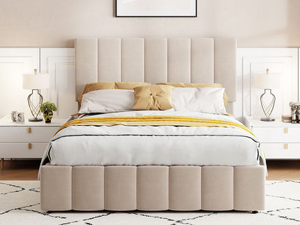 Elegant Upholstered Platform Bed With Hydraulic Storage System