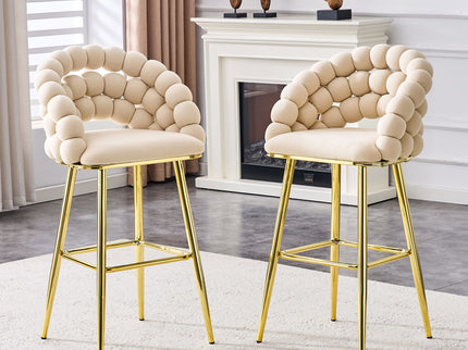 Bubble, Ball Chain Tufted Bar Chairs For Kitchen Island & Home Bar (Set of 2)