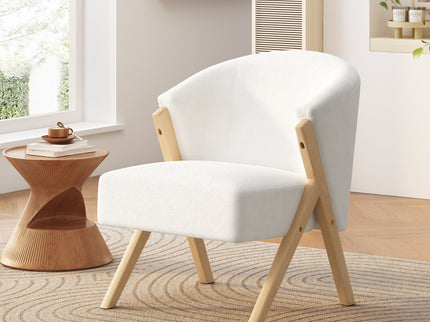 Modern Accent Chair With Polyester Upholstery And Minimalist Lounge Chair For Living Room, Bedroom, Or Office - White