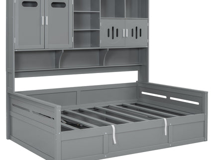 Daybed With All-In-One Cabinet And Shelf
