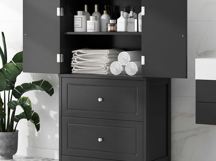 Bathroom Storage Cabinet With 2 Doors And Drawers, Adjustable Shelf