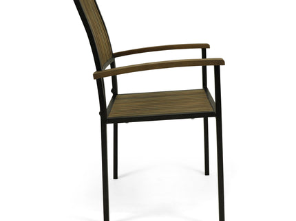 Vermilion - Outdoor Dining Chair With Vertical Slat And Wooden Arm