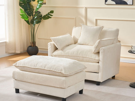 Accent Chair With Ottoman - Beige