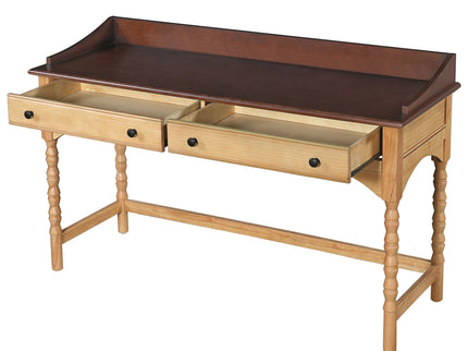 Writing Desk With 2 Storage Drawers, Workstation For Living Room - Brown / Natural