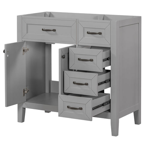 Modern Bathroom Vanity Base Only, 2 Doors And 3 Drawers