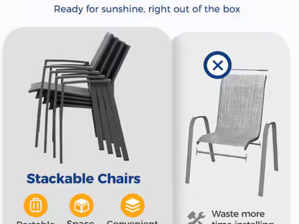 Patio Stackable Dining Chairs (Set of 4)