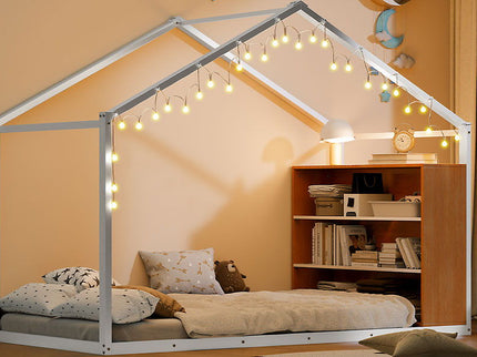 Bed House Frame With Shelves And Lights