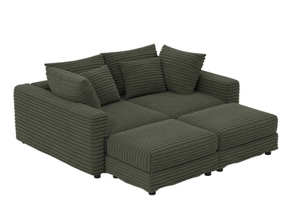 Convertible Deep Seat Sofa With Soft Pillows And Ottomans