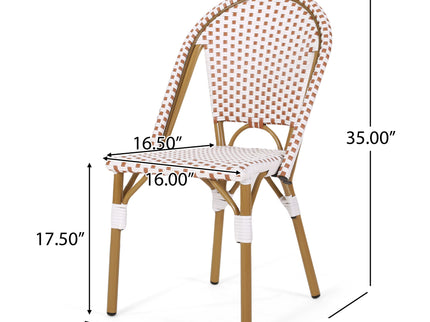 Outdoor Rattan And Aluminum French Bistro Chairs Set