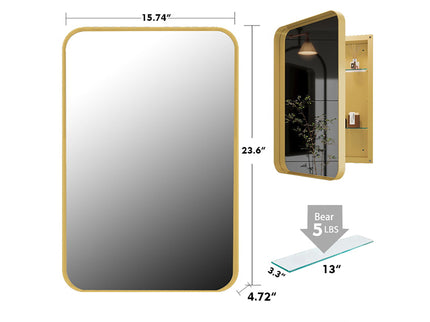 Recessed Metal Framed Medicine Cabinet With Mirror And Adjustable Shelves Wall Mirror With Storage For Bathroom