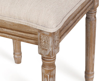 French Country Dining Chair With Rectangular Cane Backrest And Smooth Upholstered Seating