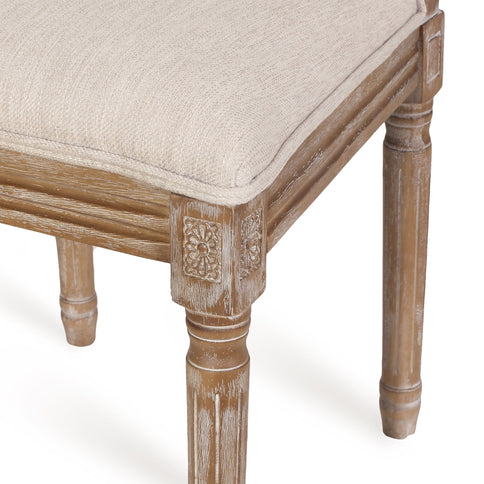 French Country Dining Chair With Rectangular Cane Backrest And Smooth Upholstered Seating