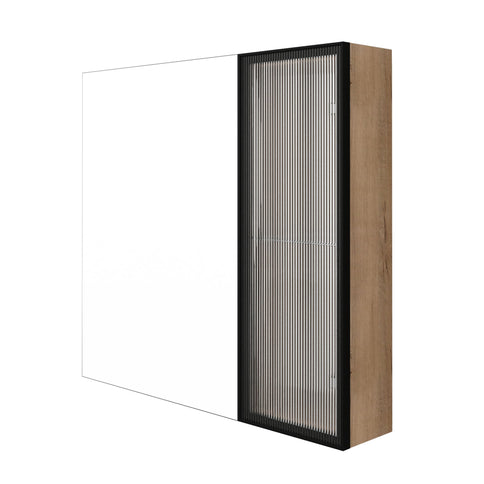 Wall Mounted Bathroom Cabinet & Adjustable Shelves - Imitative Oak