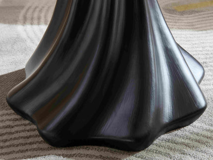 Sculptural Round Dining Table Petal Shape Root Texture For Dining Room - Black