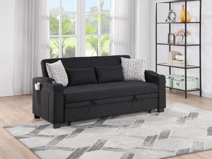 Bennett - 71"W Fabric Convertible Sleeper Loveseat with USB Charger and Cupholders