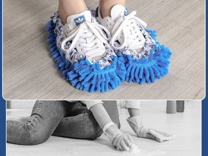 Microfiber Mop Slippers For Floor Cleaning, Machine Washable, 3 Pieces - Blue / Green / Red