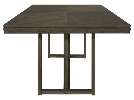 Glenmoor - Rectangular Dining Table With Geometric Double Pedestal Base - Dark Gray