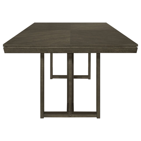 Glenmoor - Rectangular Dining Table With Geometric Double Pedestal Base - Dark Gray