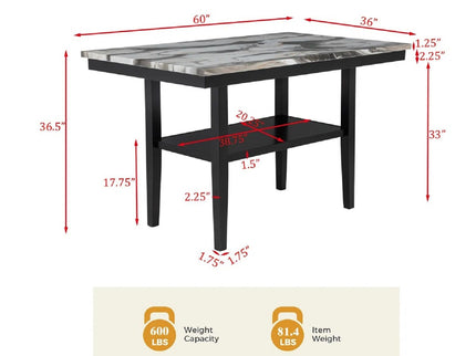 Counter Dining Table With Storage Bottom Shelf For Kitchen - Black