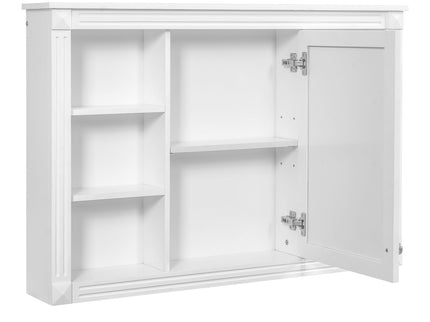 Wall Mounted Bathroom Storage Cabinet With Mirror, Medicine Cabinet With 6 Open Shelves And Adjustable Interior - White