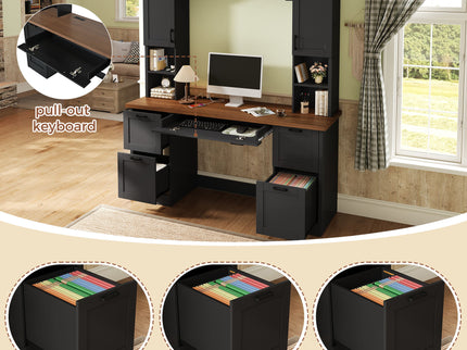Farmhouse Computer Desk With Hutch