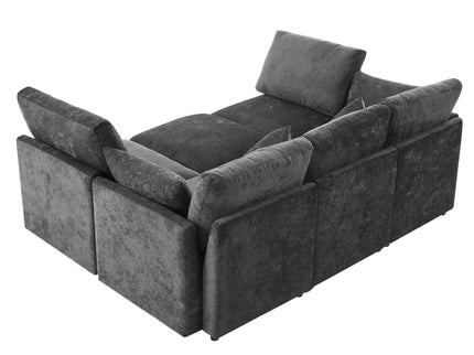 Sectional Sofa Modular U-Shaped With Ottoman & USB Ports