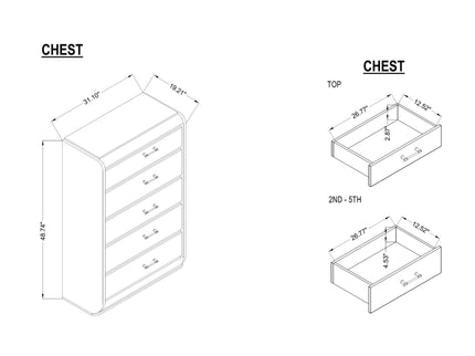 Gigi - 5 Piece Full Bedroom Set With LED Lights