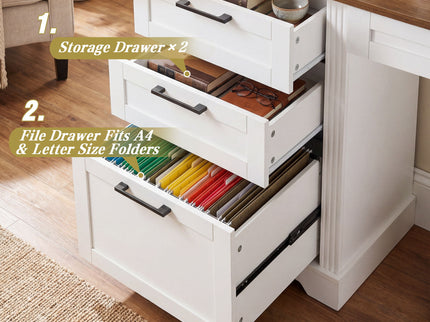 Office Desk With Charging Station & Storage Cabinet