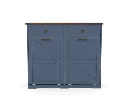 Double Tilt Out Trash Cabinet With Hideaway Drawer And Barn Door Style