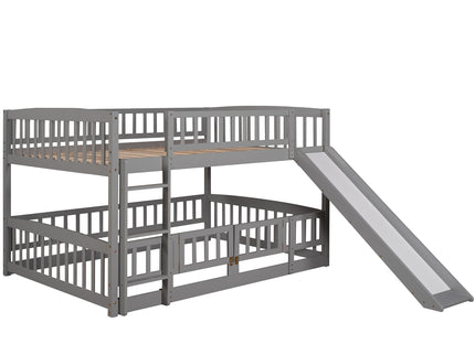 Low Bunk Bed With Slide, Fence And Ladder