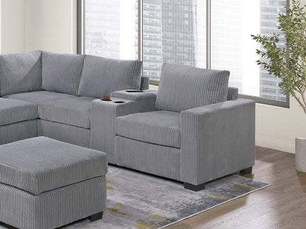 Contemporary L-Shaped Sectional Set With USB Console & Ottoman
