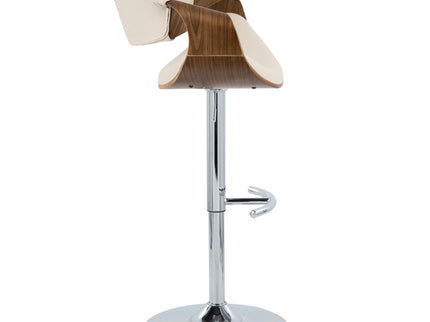 Curvo - Mid Century Modern Adjustable Barstool With Swivel With Rounded T Footrest (Set of 2)