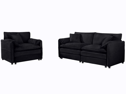 Modern Upholstered Loveseat And Armchair Set With Pillows