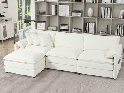 Modern Comfy Deep Seat Modular Sectional Sofa Cloud Couch With Ottoman