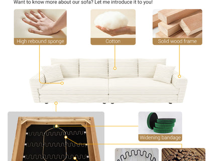 Deep Seat Convertible Sofa With Soft Pillows And Ottomans