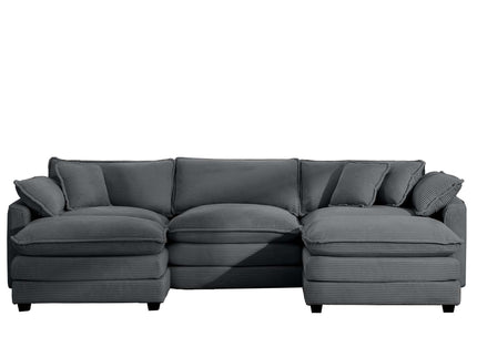 Modular Oversized Cushion Sofa With Ottoman, Low Back, Deep Seating Sofa Set