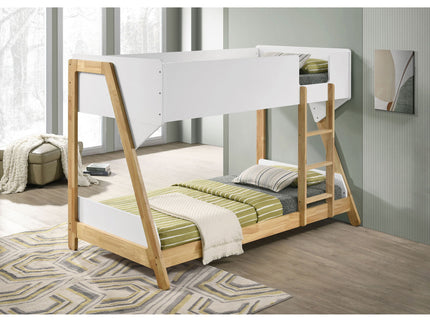 Fjord - Twin Over Twin Bunk Bed, Fits Standard Mattresses - White / Natural
