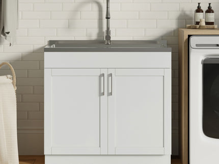 Modern Shaker All-In-One Laundry Utility Sink And Cabinet With Pull-Out Faucet